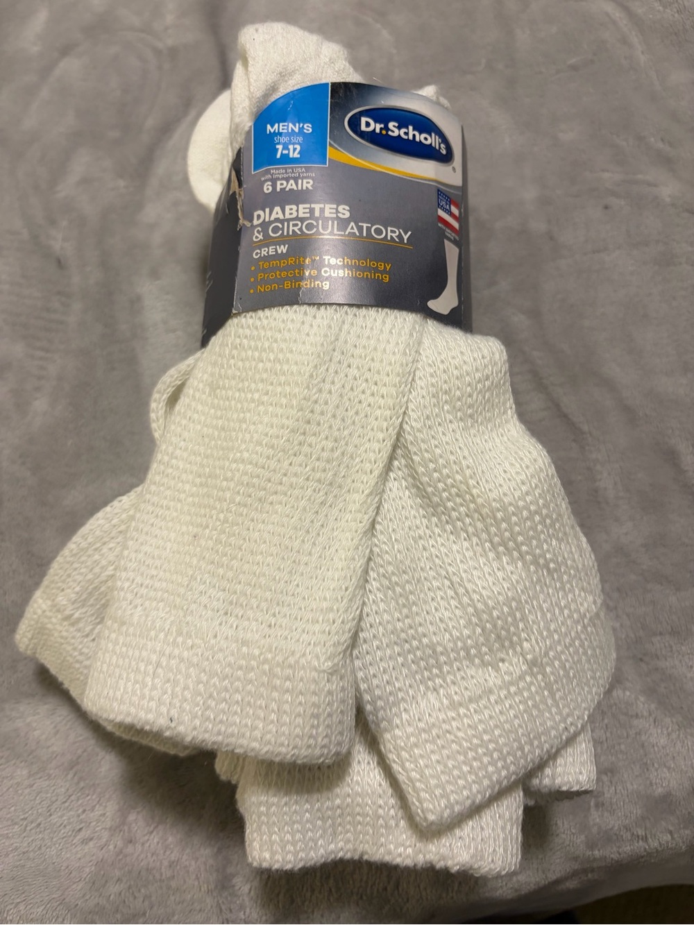 Dr. Scholl's White Men's Crew Athletic Socks - 6 Pair Pack